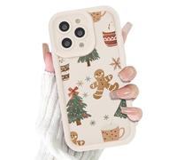 Coiwxmoi Navidad Funda para iPhone 14 Pro, Aesthetic Navideña Carcasa Lindo Arbol Dibujos Christmas Case, Suave TPU Silicona Antigolpes Protectora Cover para iPhone 14 Pro 6,1", Hombre de pan Jengibre