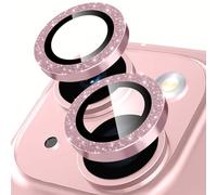Coiwxmoi Protecteur d'Objectif de Caméra pour iPhone 13/13 Mini,Dureté 9H Verre Trempé Protection,Glitter Camera Arrière Protecteur Film,HD Anti-Rayures Pailleté Appareil Photo Lens Protector,Rose