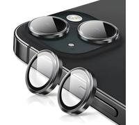 Coiwxmoi Protecteur d'Objectif de Caméra pour iPhone 13/13 Mini Protection Camera,Verre Trempé 9H,HD Transparente Anti-Rayures,3D en Aluminium Protege Appareil Photo Individuel Arriere Protector,Noir