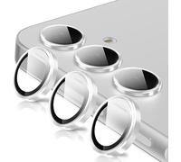 Coiwxmoi Protecteur d'Objectif de Caméra pour Samsung Galaxy A55/A35 5G Protection Camera,Verre Trempé 9H,HD Transparente Anti-Rayures,3D en Aluminium Protege Appareil Arriere Protector,Argent