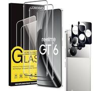 Coiwxmoi Verre Trempé pour Realme GT 6/Realme GT 6T 5G avec Caméra Arrière Protecteur [2+2 Pièces], Film de Vitre Protection Écran Dureté 9H avec Transparent Sans Bulless HD Haute Protecteur D'écran