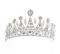 Coix de cheveux Silver Leaf Pearl Righestone Queen Princess Diadem Diadem Bride Tiara and Crown Headress Bridal Wedding Hair