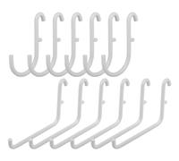coiyie Lot de 12 crochets pour panneau perforé compatibles avec IKEA Skadis Pegboard (comprend 6 crochets en L et J Style x 6 crochets) (blanc)