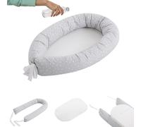 Cojín impermeable y desenfundable con funda para recién nacido 100% algodón hipoalergénico Certificado Oeko-Tex (Moon Amour) CoolDreams