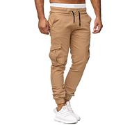 Cokbyavla Lot de 3 pantalons de travail pour hommes, pantalons de jogging pour hommes, pantalons de travail pour hommes, pantalons de combat avec cordon de serrage, pantalon cargo pour homme, kaki, M