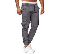 Cokbyavla Lot de 3 pantalons de travail pour hommes, pantalons de jogging pour hommes, pantalons de travail pour hommes, pantalons de combat avec cordon de serrage, pantalon cargo pour homme, gris, M