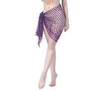 Cokbyavla Mini jupe à paillettes pour femme, jupe à paillettes rouges, jupe métallique argentée, tutu noir étincelant, franges dorées, jupe de danse du ventre, jupe de tennis violette, 23Violet,