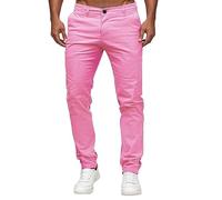 Cokbyavla Pantalon de travail pour homme, pantalon cargo en lin avec fermeture éclair pour homme, sarouel, pantalon cargo ample pour homme, pantalon de travail coupe ajustée, rose, 31-35