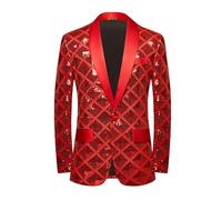 Cokbyavla Veste de costume queue d'hirondelle à paillettes pour homme, veste de costume à paillettes rouge, blazer noir et doré pour homme, gilet bleu métallisé, blazer grand et grand pour homme,