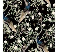 COKCOKR Papier peint à motif de petites fleurs blanches paon, 45 x 300 cm, papier peint en vinyle imperméable pour animaux et plantes, pour armoires, comptoirs, cuisines, salles de bains