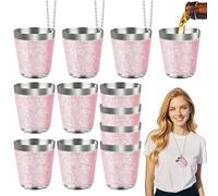 CoKeeSun 12 Pièces Verre à Shot avec Chaîne, 30ml Verres à Liqueur en Métal avec Chaînes Réutilisables Rose Convient pour Carnaval Mariage Dégustation de Vin Enterrement de Vie de Jeune Fille