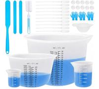 CoKeeSun 35 Pièces Tasses en Silicone Pour Resine Epoxy, 1000/600/250/100ml | Mesurer en Silicone avec Gradué, Réutilisable Verres Doseur Silicones pour Moules Coulée Résines Époxys Art Craft, Bricolage