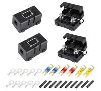 CoKeeSun 4 Pièces ANS Porte Fusibles de Voiture, Fusible Midi Boulonné, Porte Fusibles Auto, avec 40A, 50A,100A Mega Fuse, Terminal, Tube pour Voitures, Camions, Véhicules