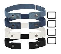 CoKeeSun 4 Pièces Ceinture Elastique Femme Ajustable Noir Blanc Bleu Ceinture Sans Boucle Invisible Ceintures Femme pour Jeans Pantalons Jupes pour Hommes et aux Femmes
