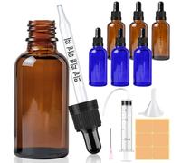 CoKeeSun 6 PCS Flacon Compte Gouttes 30ml Ambré et Bleu,Flacon Huile Essentielle Vide avec Entonnoir Aiguille Seringue Cathéter Autocollants pour Huiles Essentielles,Aromathérapie,Laboratoire,Parfums