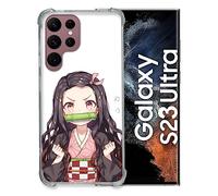 Cokitec Coque Renfocée en Verre Trempé pour Samsung Galaxy S23 Ultra Manga Demon Slayer Nezuko