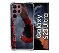 Cokitec Coque Renfocée en Verre Trempé pour Samsung Galaxy S23 Ultra Sport Boxe Gant Rouge