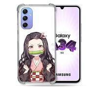 Cokitec Coque Renforcée en Verre Trempé pour Samsung Galaxy A34 5G Manga Demon Slayer Nezuko