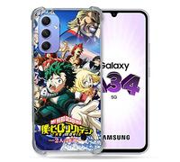 Cokitec Coque Renforcée en Verre Trempé pour Samsung Galaxy A34 5G Manga My Hero Academia Affiche