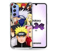 Cokitec Coque Renforcée en Verre Trempé pour Samsung Galaxy A34 5G Manga Naruto Team