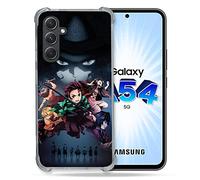 Cokitec Coque Renforcée en Verre Trempé pour Samsung Galaxy A54 5G Manga Demon Slayer Noir