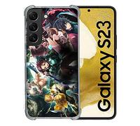 Cokitec Coque Renforcée en Verre Trempé pour Samsung Galaxy S23 Manga Demon Slayer Groupe