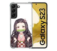 Cokitec Coque Renforcée en Verre Trempé pour Samsung Galaxy S23 Manga Demon Slayer Nezuko