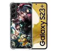 Cokitec Coque Renforcée en Verre Trempé pour Samsung Galaxy S23 Plus Manga Demon Slayer Groupe