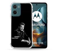 Cokitec Coque Renforcée pour Motorola G05 / E15 Musique Johnny Hallyday Noir