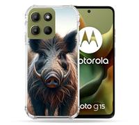 Cokitec Coque Renforcée pour Motorola G15 Chasse Sanglier Attaque