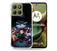 Cokitec Coque Renforcée pour Motorola G15 Manga Demon Slayer Noir