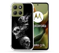 Cokitec Coque Renforcée pour Motorola G15 Tete de Mort Triple