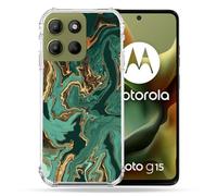 Cokitec Coque Renforcée pour Motorola G15 Texture Marbre Vert