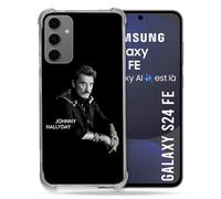 Cokitec Coque Renforcée pour Samsung Galaxy S24 FE Musique Johnny Hallyday Noir