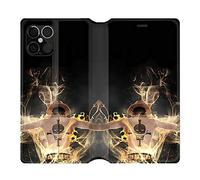Cokitec Housse Cuir Portefeuille pour Iphone 12/12 Pro Manga One Piece Ace Noir