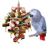 Jouets pour oiseaux, jouets pour perroquets, jouets pour oiseaux fabriqués en blocs de bois multicolores naturels pour perroquets gris africains, perroquets amazones, oiseaux de petite et moyenne