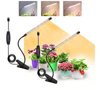 COKOLILA 2 pièces Lampe pour Plantes, 160 LEDs lumière à spectre complet, 3000K 5000K 660nm pour plantes d'intérieur avec minuterie 3/9/12H, 3 modes, idéal pour les petites plantes (sans adaptateur)