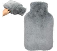 Cokomono Bouillotte avec housse moelleuse, anti-fuite, 2 l, avec poche kangourou, grise