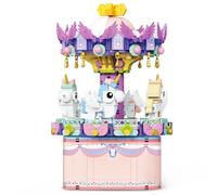 Cokomono Carrousel Boîte à Musique Briques, 874 pièces Jouet de modélisme créatif pour Enfants de 6 Ans et Plus, Bricolage Blocs de Construction Parc d'attraction carrousel