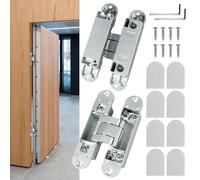 Cokritsm 177mm Charnière Invisible pour Portes, Ouverture de 180º,Argent | de Porte Cachées pour Portes lourdes, Charge de 80 kg,Charnières de Porte Pliantes 3D avec Vis à clé Hexagonale