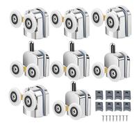 Cokritsm 25mm Rouleau de Porte de Douche Dans Portes de Douche, Lot de 8 Roulettes Doubles pour Porte de Douche, Roulette Porte Coulissante Douche pour Trou de Verre de 4-6mm