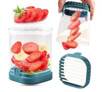 COKSDUPID Trancheuse à fruits, fraises, bananes, raisins, œufs, coupe-fruits amovible avec plaque de pression, coupe-fraise créatif, ustensile de cuisine (bleu sarcelle foncé)