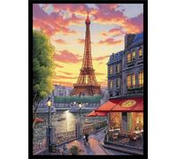 COKYIS 14CT Kits De Point De Croix Imprimés Paysage Street View Kits De Point De Croix Tour Eiffel Pour Débutants Ou Adultes，Kit De Point De Croix Facile À Compter 30x40cm