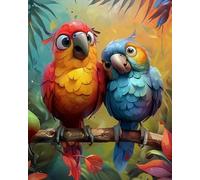 COKYIS 5D Diamond Painting Deux perroquets DIY Diamant Painting Kit Complet Diamant Arts Canevas Craft Maison Décoration Murale Decor(40 * 50cm)