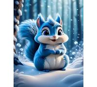 COKYIS 5D Diamond Painting Écureuil mignon dans un paysage enneigé DIY Diamant Painting Kit Complet Diamant Arts Canevas Craft Maison Décoration Murale Decor(40 * 50cm)