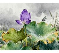 COKYIS 5D Diamond Painting Libellule fleur de lotus DIY Diamant Painting Kit Complet Diamant Arts Canevas Craft Maison Décoration Murale Decor(40 * 50cm)