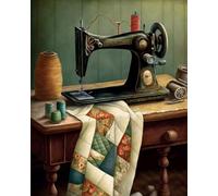 COKYIS 5D Diamond Painting Machine à coudre rétro DIY Diamant Painting Kit Complet Diamant Arts Canevas Craft Maison Décoration Murale Decor(40 * 50cm)