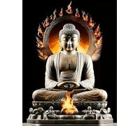 COKYIS 5D Diamond Painting Statue de Bouddha DIY Diamant Painting Kit Complet Diamant Arts Canevas Craft Maison Décoration Murale Decor(40 * 50cm)