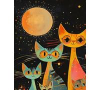 COKYIS Kit Broderie Point de Croix Chat abstrait peint DIY débutant canevas point de croix kit 11CT toile pré-imprimé noel décoration de la maison-40x50cm