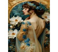 COKYIS Kit Broderie Point de Croix Compté Belle femme fleur DIY débutant canevas point de croix kit 11CT toile pré-imprimé noel décoration de la maison,40x50cm